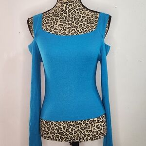 Stradivarius Turquoise Ribbed Knit Top
